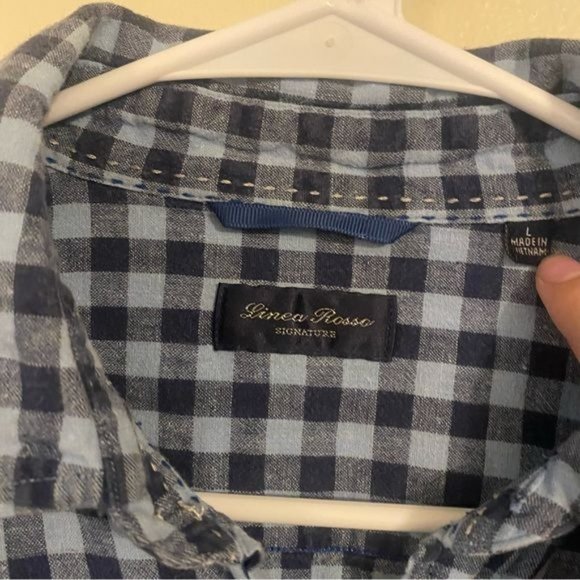 Linea Rosso Signature Blue Checkered Long Sleeve Button Down‎ Men’s Large - Picture 2 of 5